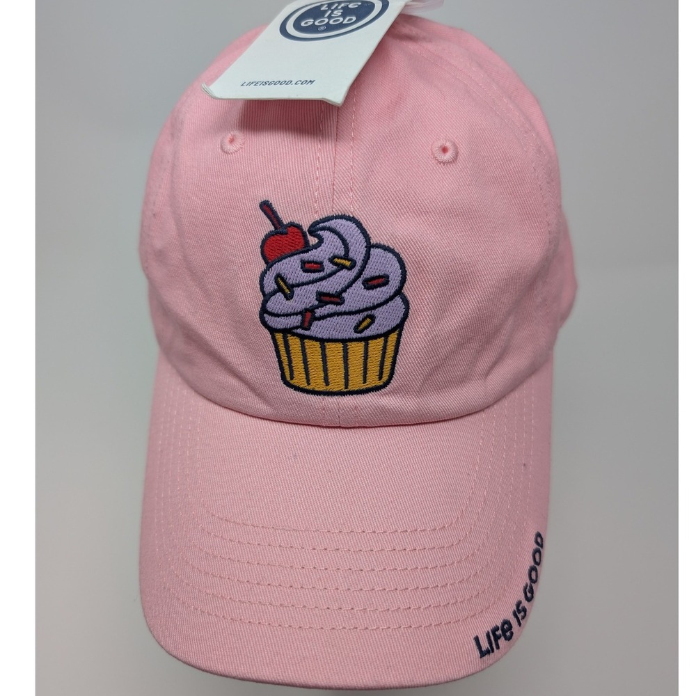 Life is Good Kids Pink Cupcake Pretty Sweet Baseball Hat Cap Youth M/L NWT